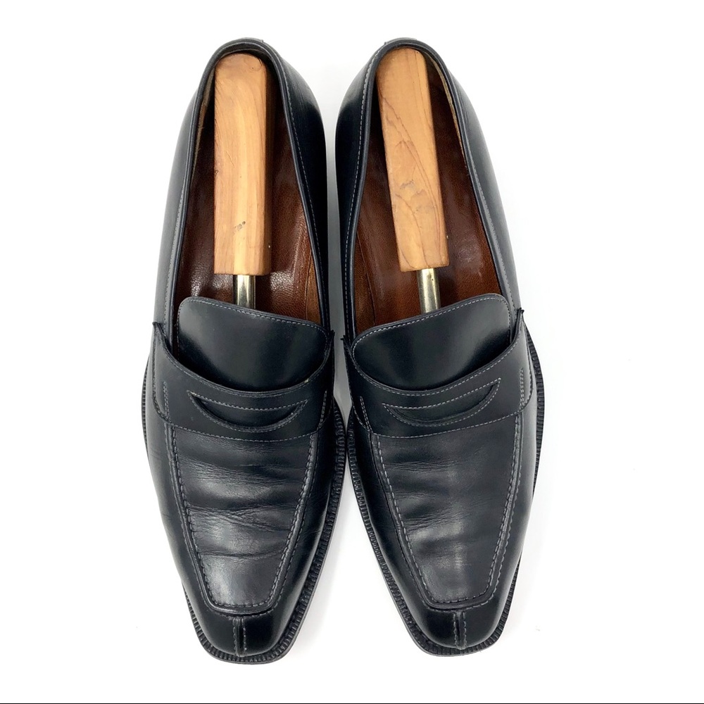 a.testoni Black Label Split Toe Penny Loafers